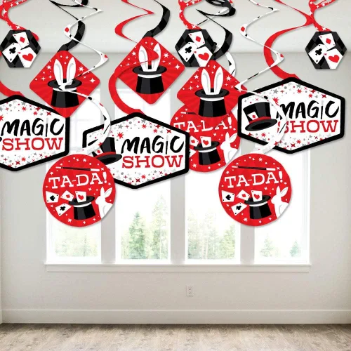 Miniatura 3 de Big Dot of Happiness Ta-Da, Magic Show - Decoración mágica para colgar en fiestas de cumpleaños, espirales de decoración de fiesta, juego de 40