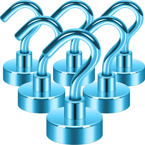 Miniatura 42 de Neosmuk Ganchos magnéticos extrafuertes con resistencia de más de 27 lbs, con imanes de tierras raras resistentes para refrigerador, crucero, Bronce