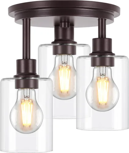 Miniatura 9 de ROTTOGOON Lámpara de Techo Semiempotrada, Accesorios de Luz de Techo de 3 Luces Cerca del Techo, Accesorios de Luz de Cocina Negro Mate