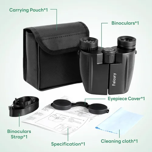 Miniatura 6 de Binoculares compactos de 10 x 25 para adultos y niños, de alta potencia, plegables, ligeros y de fácil enfoque para observación de aves, viajes
