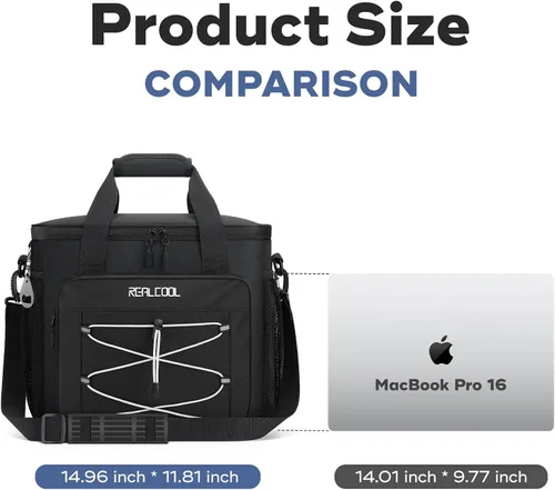 Miniatura 5 de RealCool Bolsa térmica suave de 35/45 latas, hielera plegable aislada a prueba de fugas, lonchera grande para hombres y mujeres, enfriador de lados