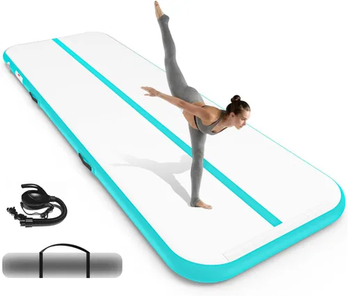 Miniatura 10 de Inflatable Gymnastics Mat 10ft/ 13ft/ 16ft, 4 inches Thickness Gymnastic Mats with Electric Pump and Carry Bag for Kids Home Use Outdoor Training