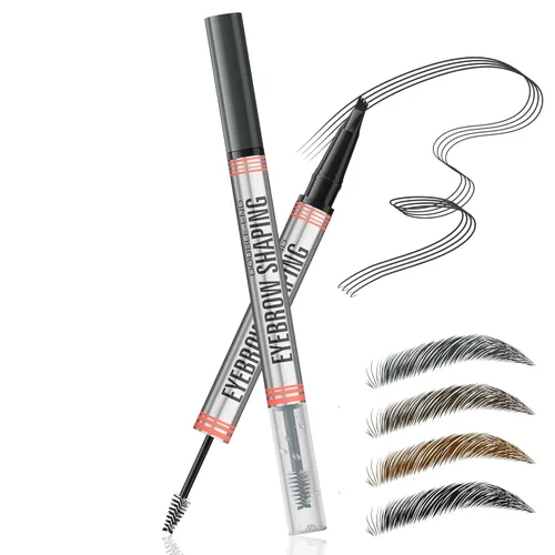 Miniatura 10 de Lápiz de cejas 2 en 1 con gel, 2025 nuevo lápiz mágico impermeable para cejas, bolígrafo de cejas microblading 3D de doble punta con 4 puntas