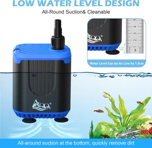 Miniatura 5 de AQQA Bomba de agua de acuario DC con controlador, 4 caudales ajustables, modo de alimentación, bomba sumergible IP68 silenciosa para tanque