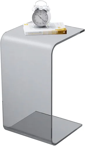 Mesa C de acrílico para sofá, mesa auxiliar multiusos en forma de C de 25.6 pulgadas, mesa auxiliar de acrílico transparente, moderna mesa auxiliar