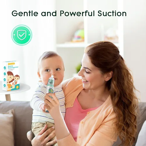 Miniatura 9 de Aspirador nasal eléctrico para bebé, aspirador de nariz para niños pequeños, chupón de nariz impermeable para bebé, limpiador de nariz con 3 puntas