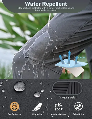 Miniatura 4 de Shallowlulu Pantalones cargo de senderismo para hombre de secado rápido ligeros resistentes al agua transpirables pantalones de trabajo para hombres
