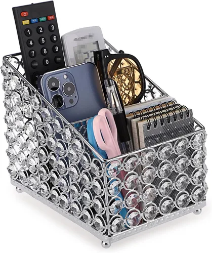 Sumnacon Soporte de control remoto de cristal para mesa, magnífico soporte remoto de TV con 3 ranuras, elegante organizador de control remoto para
