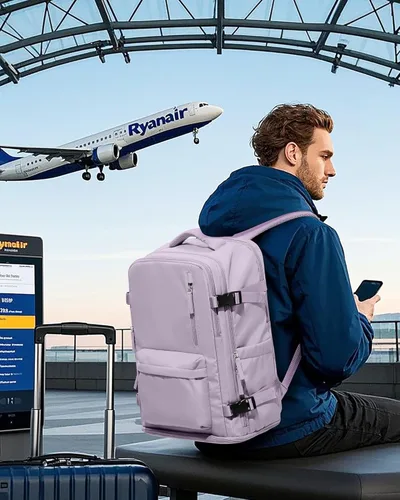 Miniatura 3 de VGCUB - Mochila grande para viaje, trabajo, negocios, mochila para laptop aprobada como equipaje de mano para vuelos, unisex, Púrpura, Grande, Large
