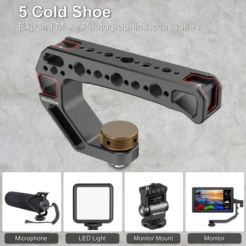 Miniatura 4 de Mango superior para cámara con pasadores de localización de 3/8"-16 para ARRI Grip para jaula de cámara, mango superior universal con 5 adaptadores