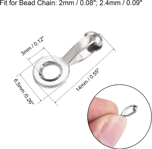 Miniatura 2 de uxcell Conector de cadena de bolas, conexión de acero inoxidable de 0.079 in y 0.094 in, paquete de 15