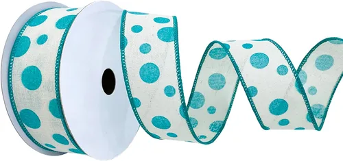 Miniatura 2 de Morex Ribbon Cinta de lino con alambre de puntos de burbujas, 1.5 pulgadas por 10 yardas, verde manzana, 7578.40/10-550