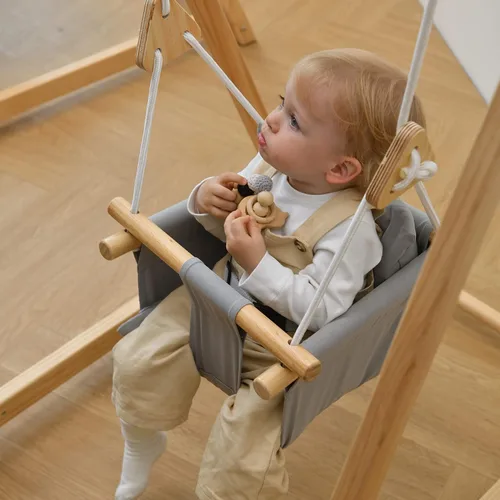 Miniatura 9 de Avenlur Spruce - Juego de columpios plegable para bebés y niños pequeños con soporte - Juego de columpios interior autoportante premium estilo Gris