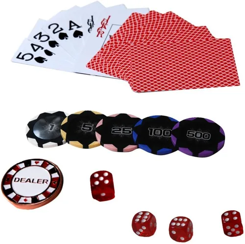 Miniatura 5 de THUNDERBAY Juego de fichas de póquer compuesto de arcilla de 10.58 oz de 0.48 oz con estuche de aluminio, dos barajas de cartas, un botón