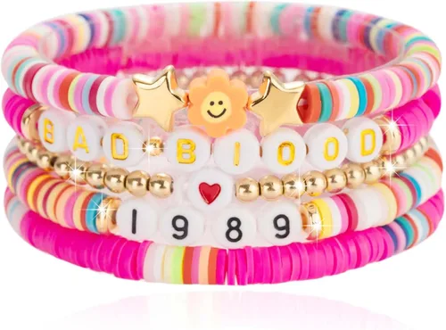 COARVXA 5 pulseras inspiradas en álbumes de Taylor Lover Fearless Reputation 1989 para música de Eras Music, juego de pulseras bohemias para playa