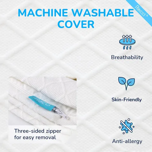 Miniatura 4 de RECCI - Colchón de espuma viscoelástica 100% pura de 2.0 in, Memory Foam, Blanco