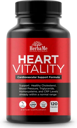 HerbaMe Suplemento de apoyo cardíaco para hombres y mujeres, bienestar cardíaco diario y apoyo a la circulación, apoya el bienestar cardiovascular y
