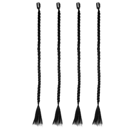 KALLORY 4 extensiones de cabello trenzado con clip, largo frontal y flequillo, 19.68 pulgadas, trenzas sintéticas para mujeres y niñas, estilo