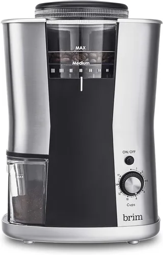 BRIM Molinillo de café cónico, muele uniformemente granos para 1-17 tazas de café, cuenta con recipiente de frijoles extraíble, 17 ajustes precisos