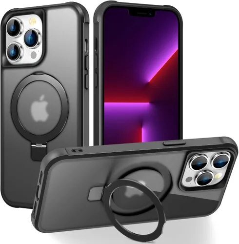 Miniatura 140 de CHAOFEnG Funda magnética compatible con iPhone 11 con soporte, prueba de caídas de grado militar, compatible con imán, anillo translúcido, parte
