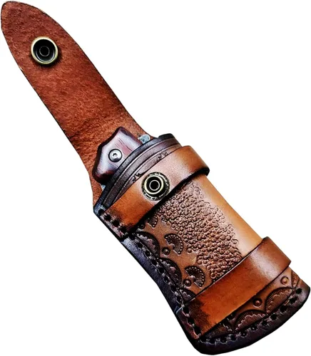 Miniatura 5 de Funda de Cuero Genuino para Cuchillo de Bolsillo de 4.25'', Funda con Broche de Transporte Horizontal para Leatherman Wave, Bolsa de Cuero de Grano