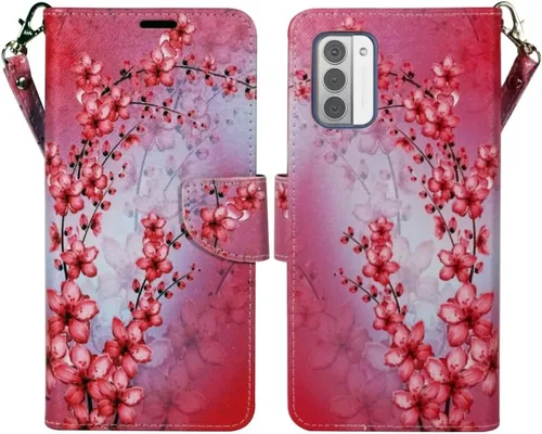 Zase Funda protectora para Nokia G310 5G (2023), diseño bonito, de piel sintética, cierre magnético con función atril, ranura para tarjeta de Rosado