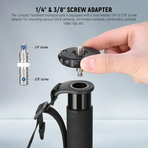 Miniatura 4 de NEEWER Soporte monopie para cámara de 61 pulgadas/61.0 in, poste monopie portátil de video de viaje de aleación de aluminio con adaptador