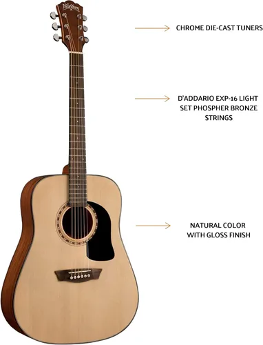 Miniatura 2 de Washburn Aprendiz D5 con funda, guitarra acústica