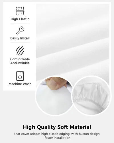Miniatura 5 de Funda para silla de oficina, color blanco puro, funda elástica para asiento de silla de computadora, funda para respaldo, elástica, giratoria, cojín