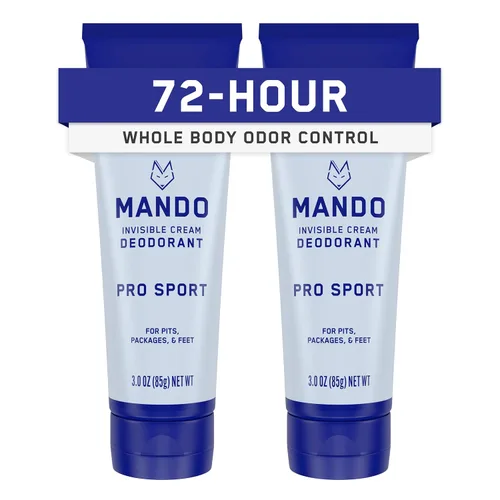 Miniatura 10 de Mando Desodorante para todo el cuerpo para hombres, crema invisible, control de olores de 72 horas, sin aluminio, sin bicarbonato de sodio, seguro