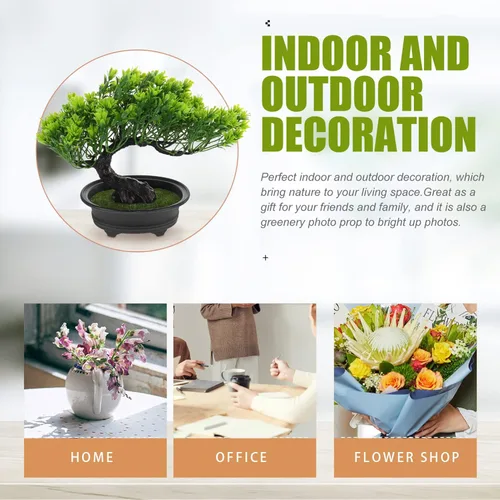 Miniatura 4 de Hemoton Árbol bonsái artificial, árbol de pino artificial, decoración de fiesta de Navidad, bonsái, decoración del hogar, plantas falsas para pared