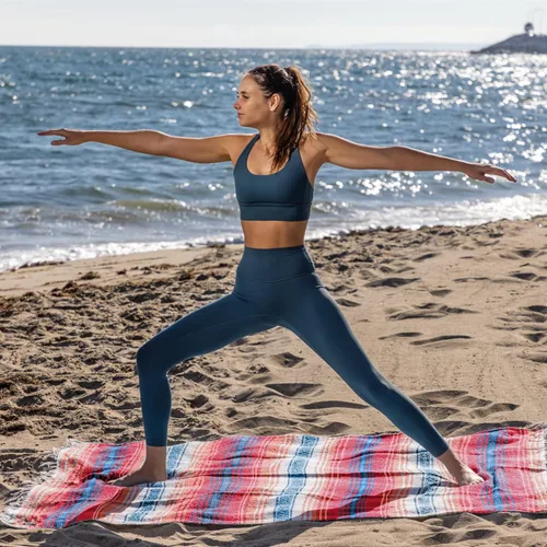 Miniatura 5 de Manta mexicana tipo sarape, tejida a mano, perfecta para usarse como tapete de yoga, manta de playa, manta de picnic, montura de caballo