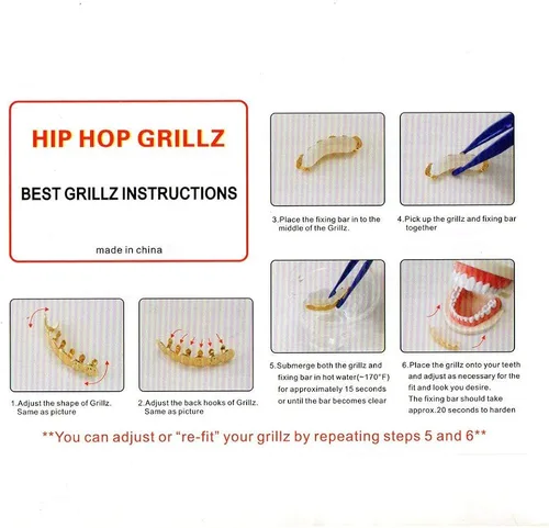 Miniatura 5 de LuReen 14k Gold 6 Teeth Grillz Hip Hop Joker Diamond Top Bottom Teeth Caps Grillz Set