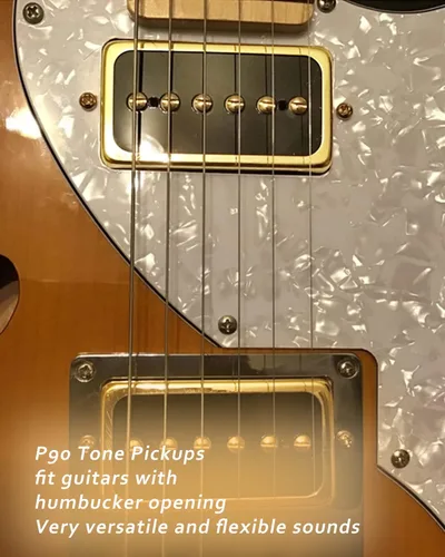 Miniatura 2 de Juego de pastillas de tono P90 LAMSAM, pastillas de cuello de bobina única tamaño humbucker y pastilla de puente con imanes de goma cargados, como