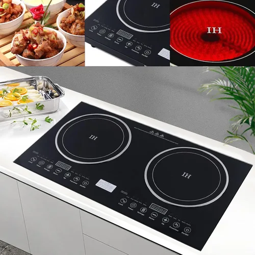 Miniatura 7 de Placa de cocción de doble inducción, quemador portátil de doble quemador digital de cerámica de 1400 W y quemador de inducción de 1200 W, control
