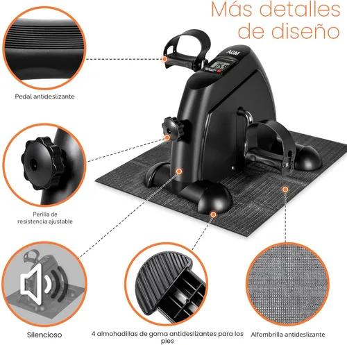 Miniatura 6 de Mini Exercise Bike, AGM Under Desk Bike Pedal Exerciser Foot Cycle Arm & Leg Pedal Exerciser with LCD Screen Displays Negro