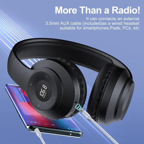 Miniatura 6 de X5 AM FM Radio Auriculares recargables, auriculares de radio portátiles personales am/fm Orejeras digitales con la mejor recepción para correr