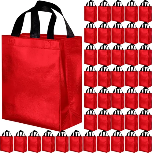 Miniatura 8 de BLEWINDZ 100 bolsas de regalo reutilizables medianas con asas - Ideales para obsequios de fiestas y bolsas de compras (10 colores)