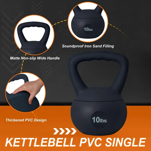 Miniatura 7 de soges Pesa rusa de PVC de una pieza con asas anchas, pesas rusas de entrenamiento de fuerza de 5 libras a 35 libras opcionales para mujeres