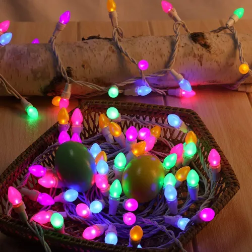 Miniatura 4 de Guirnalda de luces LED multicolor de cristal C3, 50 unidades, luz pastel de Pascua, 120 V, certificación ETL, conectable, para exteriores, cable
