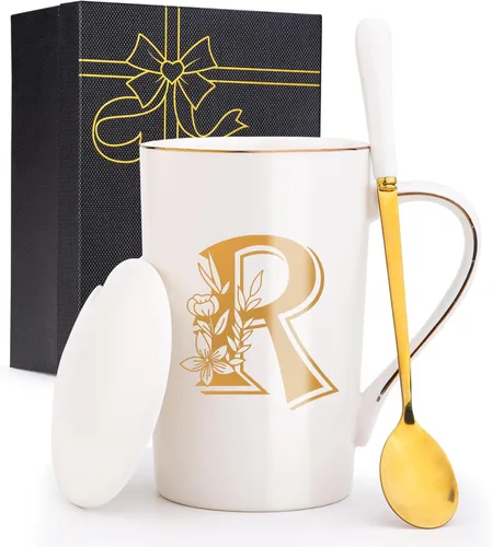 Miniatura 24 de Tazas personalizadas con iniciales en letra A con flores, taza de café personalizada con letra A, tazas personalizadas con letras geniales