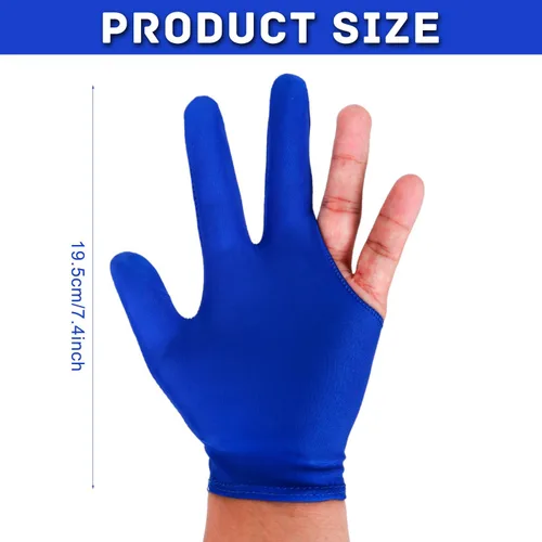 Miniatura 2 de Guantes de Billar 2 Piezas Guantes de Billar de Tres Dedos Universales para Taco Guantes Deportivos Transpirables Elásticos para Mujeres u Hombres