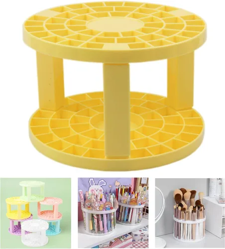 Miniatura 10 de Soporte redondo de plástico para pinceles y organizador de 50 agujeros, organizador de pintura acrílica para manualidades y brochas de maquillaje