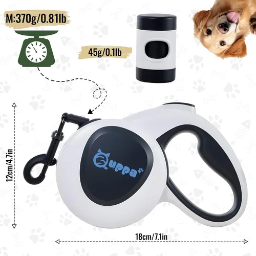 Miniatura 2 de Correa retráctil para perro de 16 pies 4 en 1 con luz LED, dispensador, bolsas para excrementos, freno de bloqueo rápido y mango antideslizante