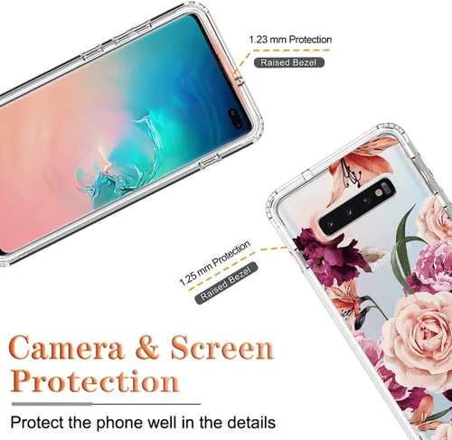Miniatura 2 de Funda para Samsung Galaxy S10 Plus, diseño de flores moradas, a prueba de golpes, funda protectora de cuerpo completo con protector de pantalla