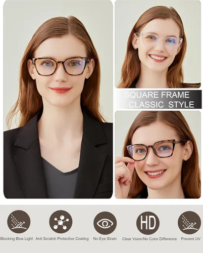 Miniatura 7 de EYEURL Paquete de 4 lentes de lectura con diseño de ojo de gato para mujer, lentes de bloqueo de luz azul, para lectura de computadora a la moda