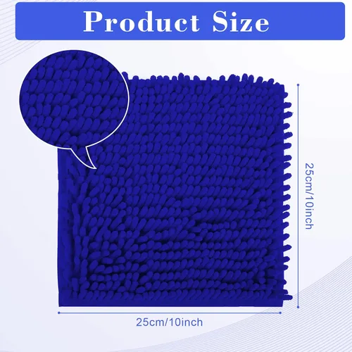 Miniatura 3 de Alfombra escolar de chenilla, 100% microfibra, con parte trasera antideslizante para decoración de casillero (azul, 10 x 10 pulgadas)