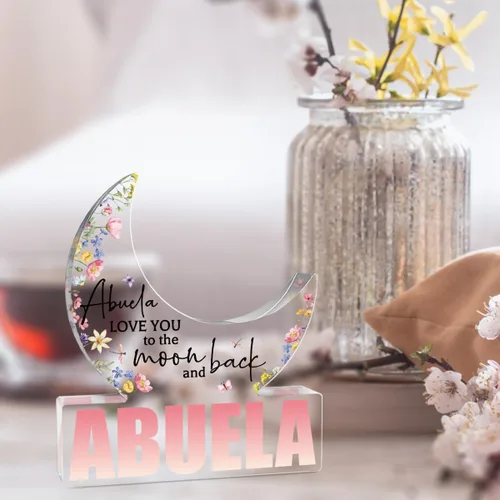 Miniatura 6 de Regalos para Abuela, Regalos para Abuela de los Nietos, Decoraciones de Luna Acrílica 5.0 x 4.0 pulgadas, Día de las Madres, Navidad, Regalos