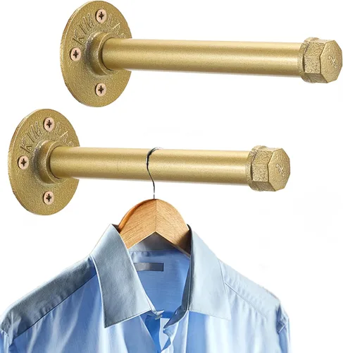 Miniatura 11 de Sumnacon 2 Piezas Barra de Ropa de Tubo Industrial de 5.9 Pulgadas – Perchero de Metal Rústico de Servicio Pesado con Tornillos, Soporte para Ropa