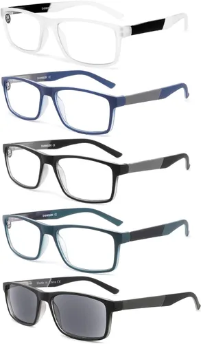 Miniatura 12 de Gafas de lectura con bloqueo de luz azul, paquete de 4 lectores de computadora para mujeres y hombres, anteojos con filtro de rayos UV antirreflejos